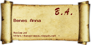 Benes Anna névjegykártya